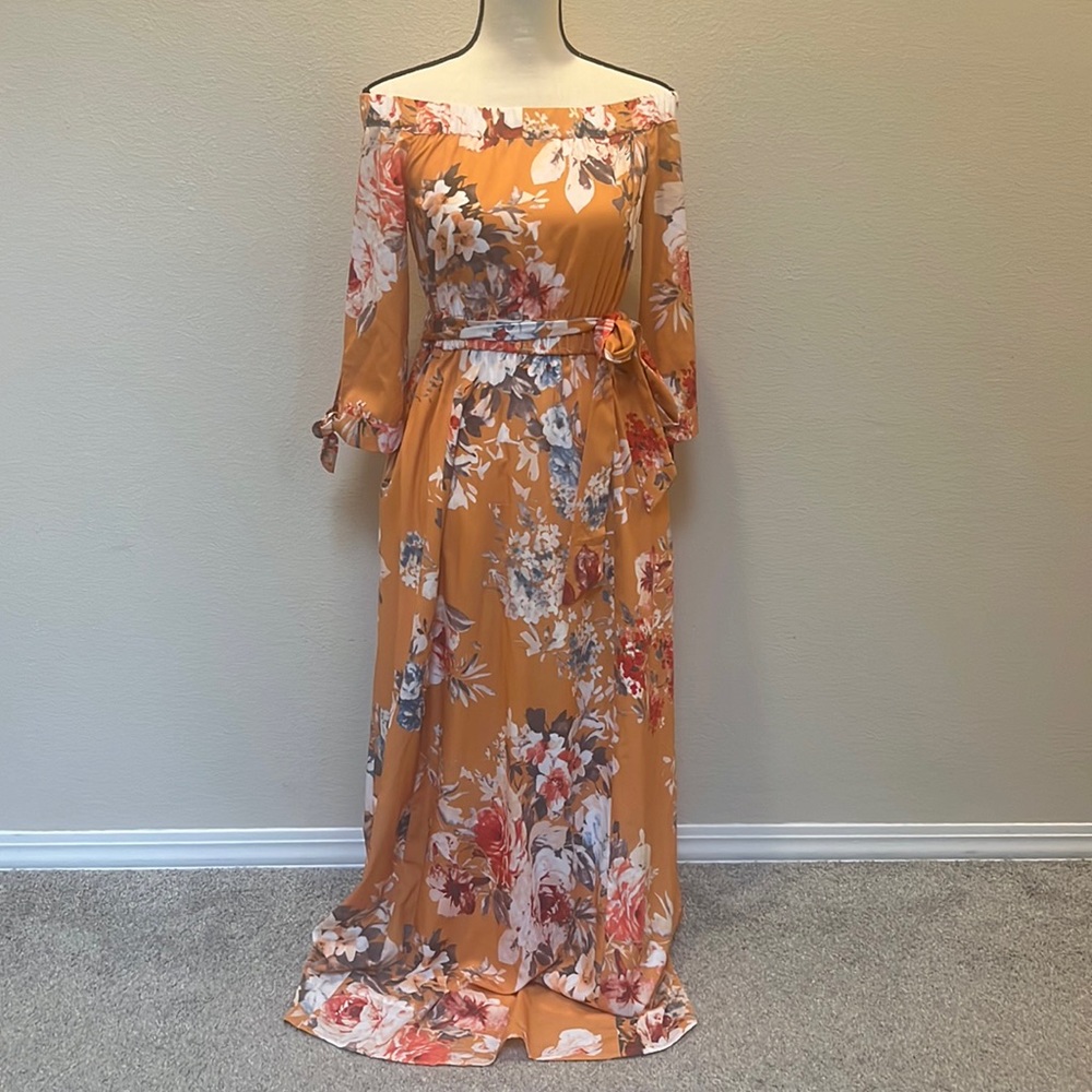 eshakti orange floral maxi dress - Size 4